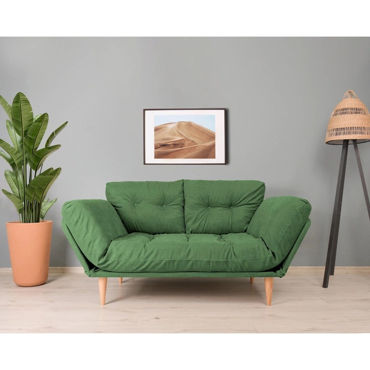 Canapea extensibila 3 locuri, Nina Verde, l190xA70xH80 cm