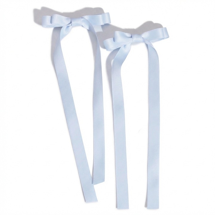 Agrafe de par cu fundite din satin bleu – Accesorii elegante si delicate pentru fetite, ideale pentru orice ocazie