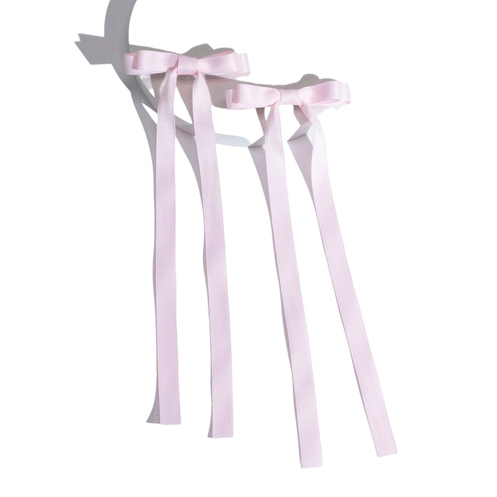 Agrafe de par roz cu fundite din satin – Accesorii elegante si confortabile pentru fetite, ideale pentru orice ocazie