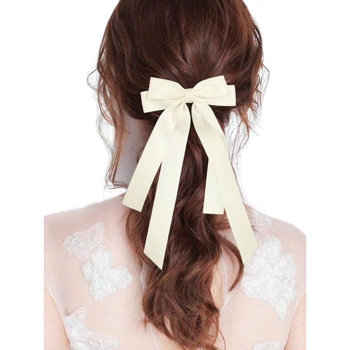 Funda de par crem eleganta din satin, accesoriu versatil pentru coafuri rafinate - Perfecta pentru ocazii speciale si uz zilnic
