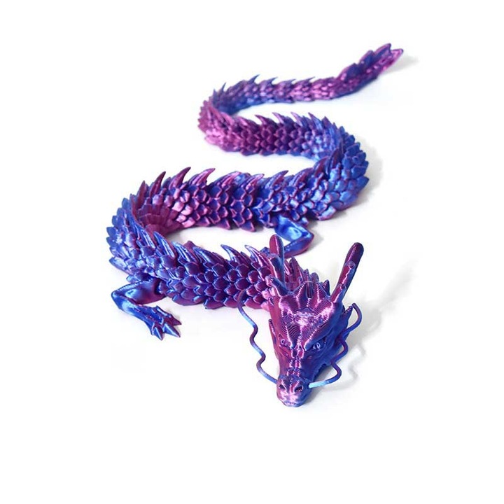 Figurina dragon 3D imprimat, flexibil, 11.8inch, mov