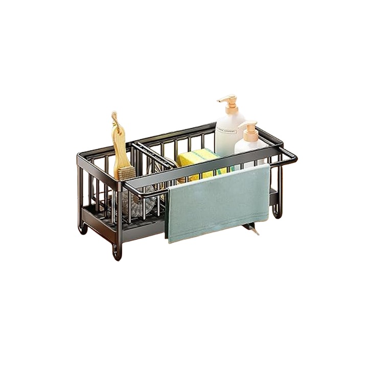 HNSMART konyhai mosogató rendszerező, 23,62x10,16x9,65 cm, rozsdamentes acél, fekete