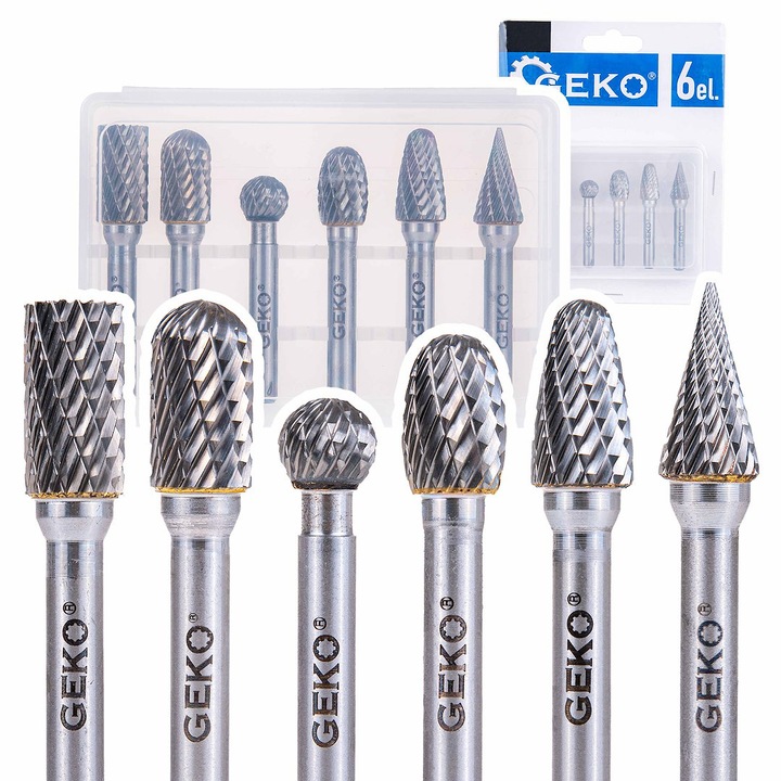 Set freze pentru metal, 6 mm, 6 elemente, Geko G37498