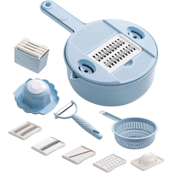 Razatoare multifunctionala, accesorii bucatarie, razatoare pentru legume, albastru, CHOPIBOX