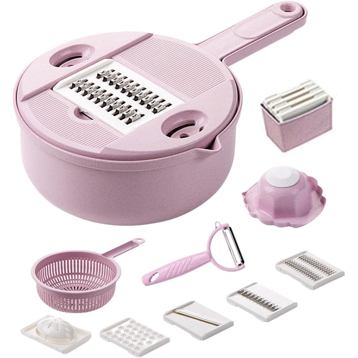 Razatoare multifunctionala, accesorii bucatarie, razatoare pentru legume, roz, CHOPIBOX