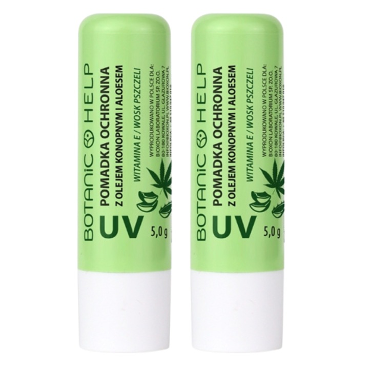 Balsam de Buze cu Ulei de Canepa 5g Protectie UV Hidratare Intensa 2x BotanicHELP