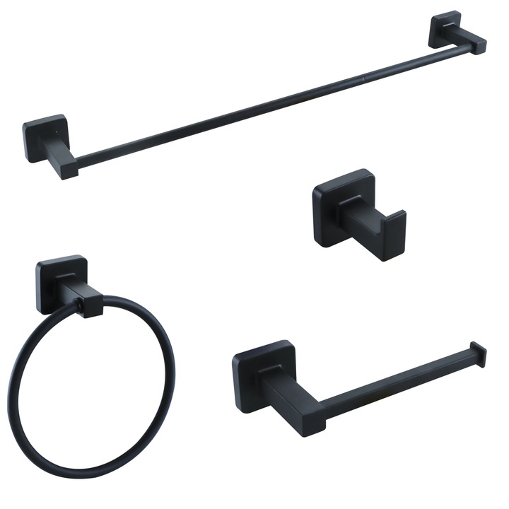 Set Accesorii Baie Kadda Square 304 Negru 4 Piese D