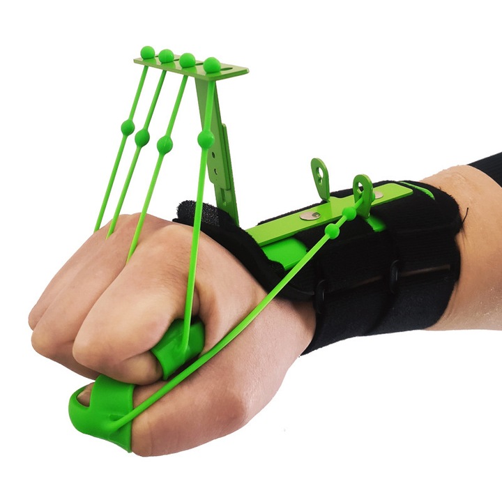 Extensor multifunctional degete, WALALLA, ergonomic, suport din otel, silicon, verde