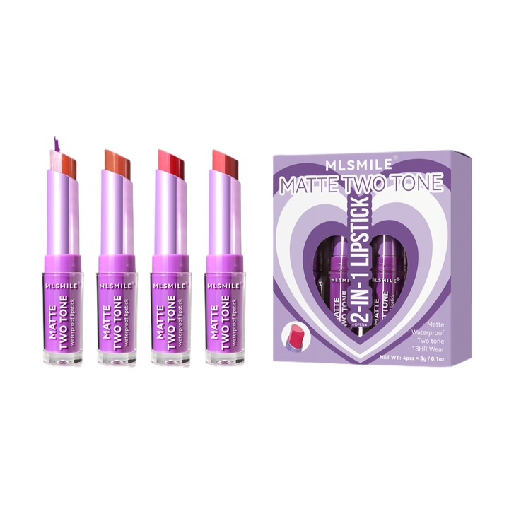 Комплект червила MLSMILE 4 части, матови, водоустойчиви, многоцветни, 3gx4Pcs