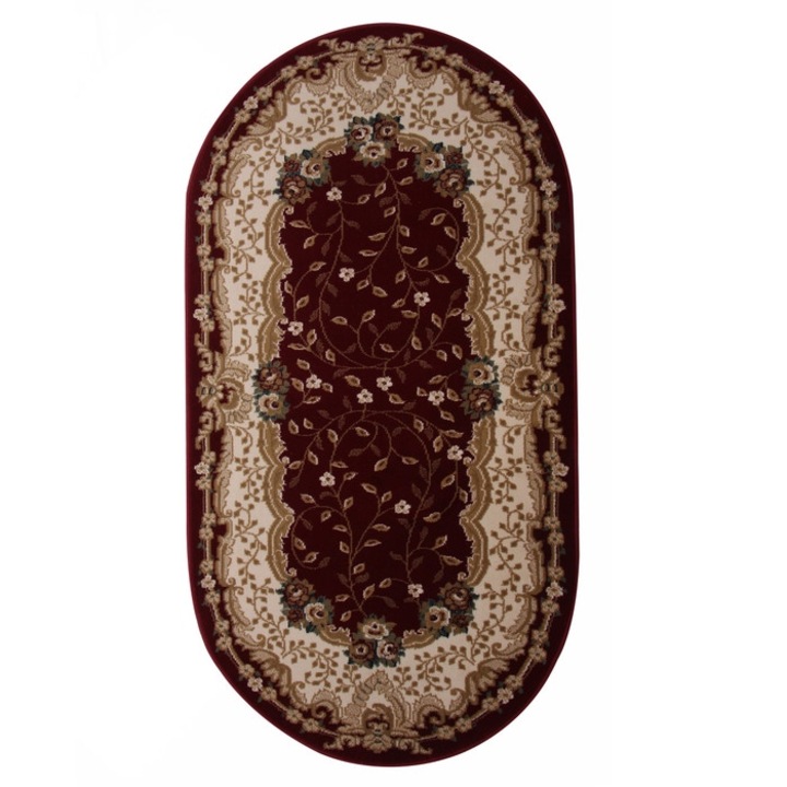 Covor living / dormitor Carpeta Atlas 30242-41355, 160 x 230 cm, polipropilena heat-set, bordo, oval