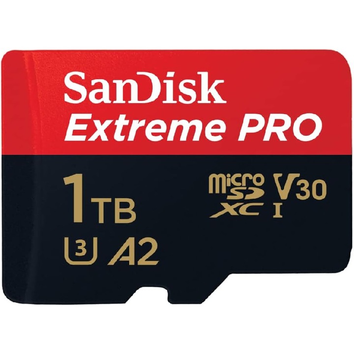 SanDisk Extreme PRO 1TB microSDXC карта, скорости до 200MB/s, A2, UHS-I, за смартфони, екшън камери, дронове