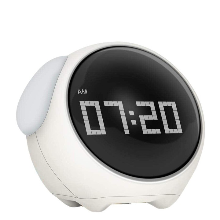 Bedee Цифров LED настолен часовник Snooze Аларма Нощна светлина Бяла 110x105x93mm