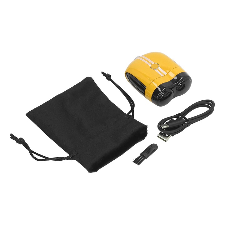 Мини електрическа самобръсначка, Longziming, за мокро и сухо ползване, водоустойчива IPX7, жълта