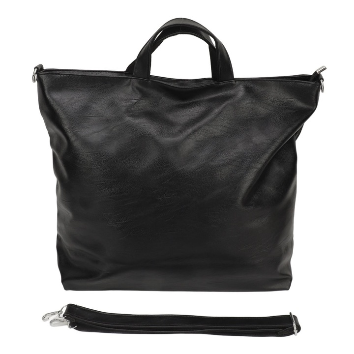 PU bőr válltáska, nagy kapacitású, retró dizájn, fekete, női