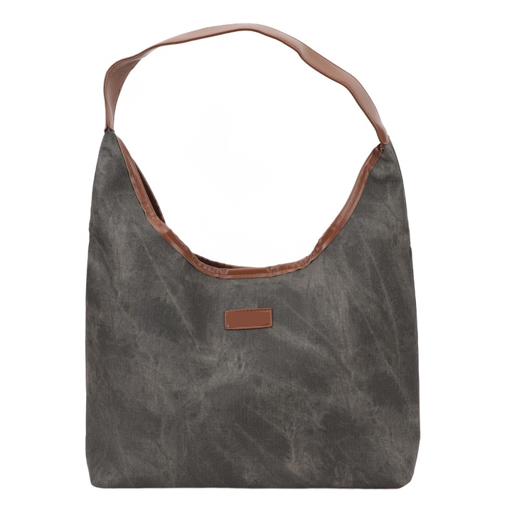 Női válltáska, longziming, PU bőr, nagy kapacitású, egyszerű dizájn, fekete