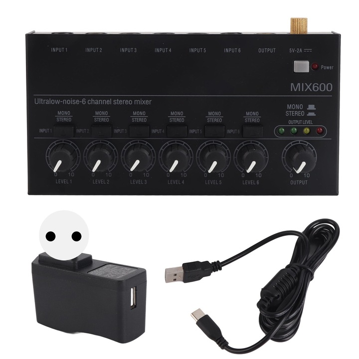 Компактен аудио миксер, longziming, метален, 6 канала, нисък шум, за студио и малки клубове