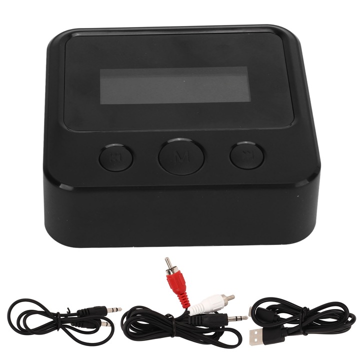 Jormftte Bluetooth audio adapter, 5.0, RCA, AUX, fekete
