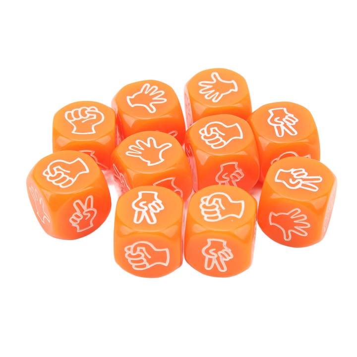 10 darabos, 6 oldalas dobókocka-készlet, műanyag, vízálló, narancssárga
