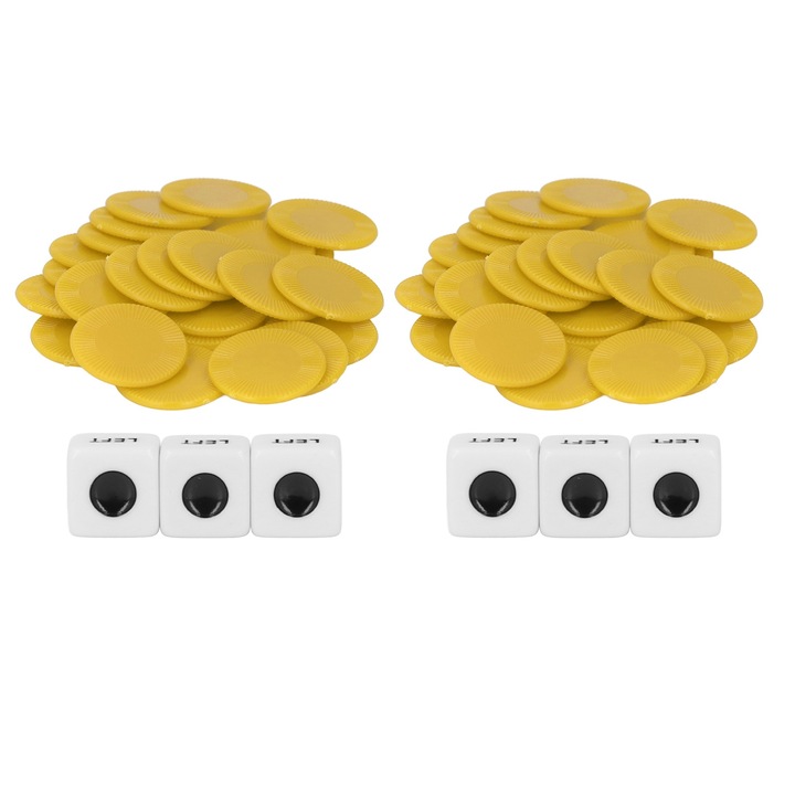 Társasjáték készlet, Longziming, Bal Jobb Közép, 6 dobókocka, 48 zseton, többszínű