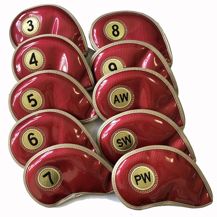 Set 10 huse crose golf, Enforose, Poliuretan, Rosu/Auriu