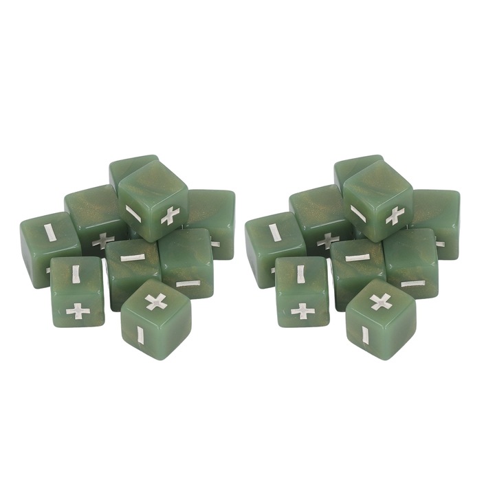 20 darabos plusz és mínusz jellel ellátott dobókocka készlet, 16 mm, gyermekek oktatásához, világoszöld