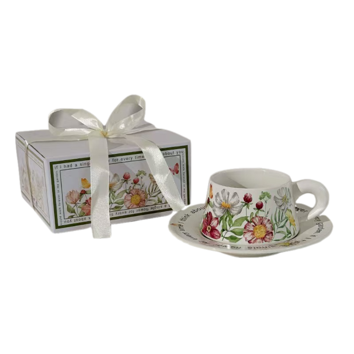 Комплект керамични чаши, 260 мл, бели, 7x8 см