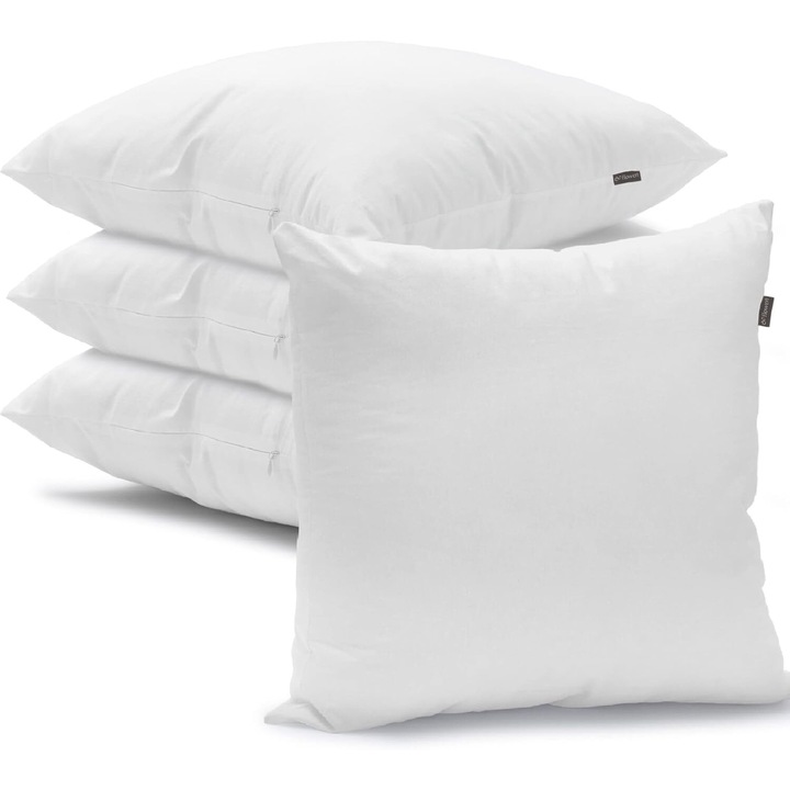 4 párna készlet, Flowen, 40 x 40 cm, levehető huzat, hipoallergén, atka mentes, fehér
