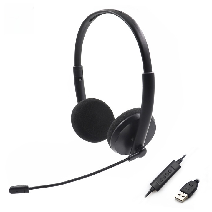 Casti gaming Jormftte, model SY860MV, microfon omnidirectional, cablu 2.1m, negru