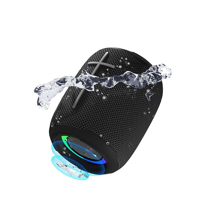 Jormftte Bluetooth hangszóró, hordozható, mélynyomóval, színes dizájn, vízálló, 10W