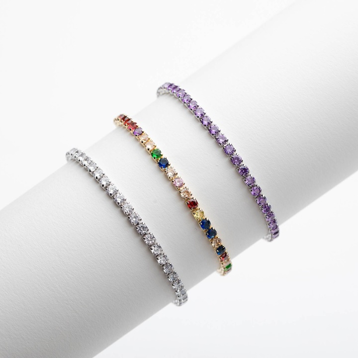 Set 3 Bratari Tennis Placate Cu Aur