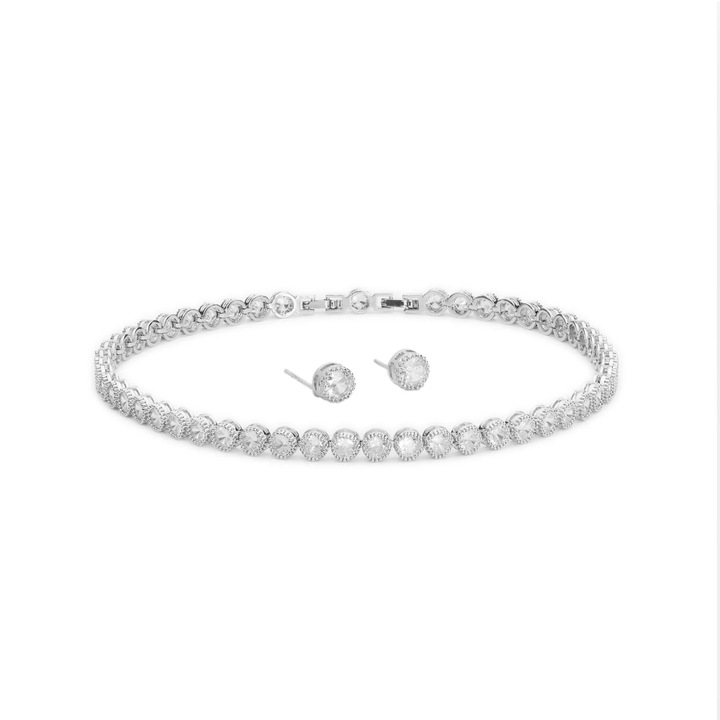 Set Tennis Splendor Argintiu Colier + Cercei