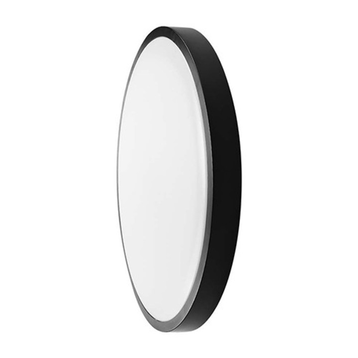 LED плафон 18w IP44 6500k студено бяло - черно