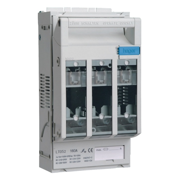 Hager képes nh00 szakaszoló-kapcsoló, 3x160 a, m8 csavar