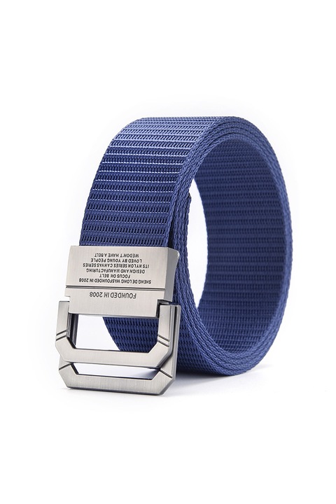 Vászon öv dupla csattal, 3,5 cm x 120 cm, sötétkék, unisex