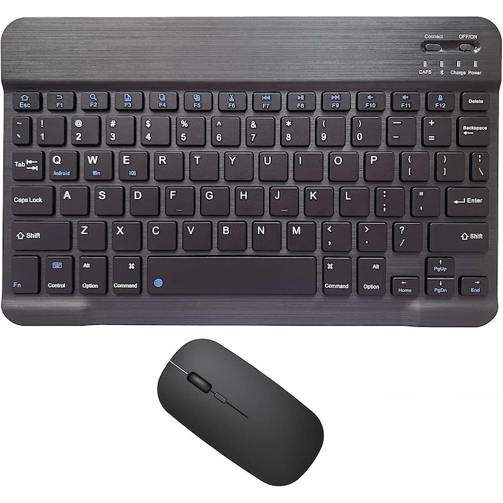 Tastatură wireless Bluetooth, Jormftte, Mâner detașabil și microfon, 7.8x5.2x17.7cm, Alb / Negru