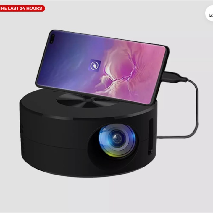 Мини преносим проектор, 100 инча, 320x180, черен, 11x11x4.7 см