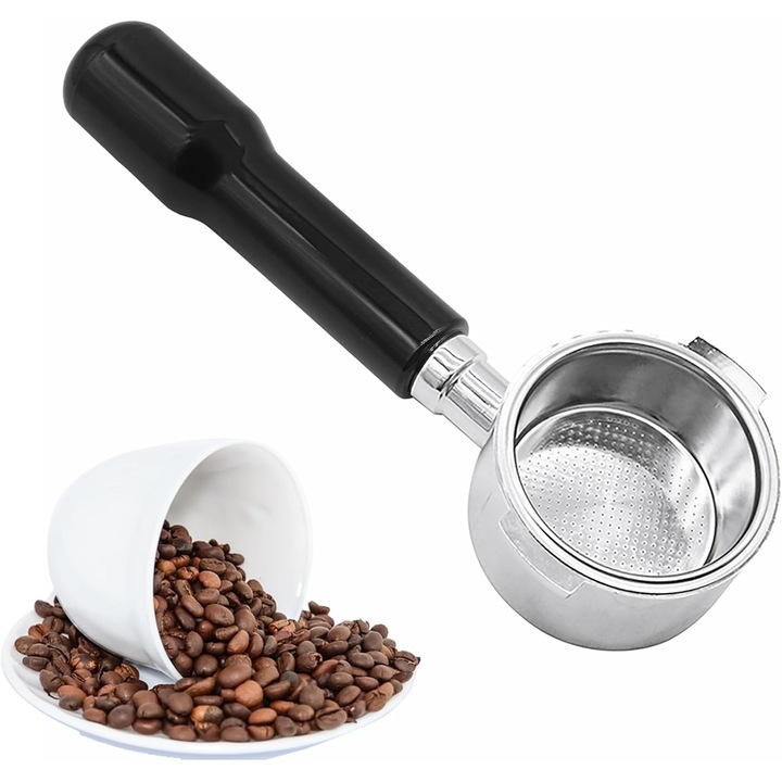 Portafiltru fara fund 51mm cu 2 urechi si sita, inox，Caltucus Core®, compatibil cu aparate de cafea Delonghi