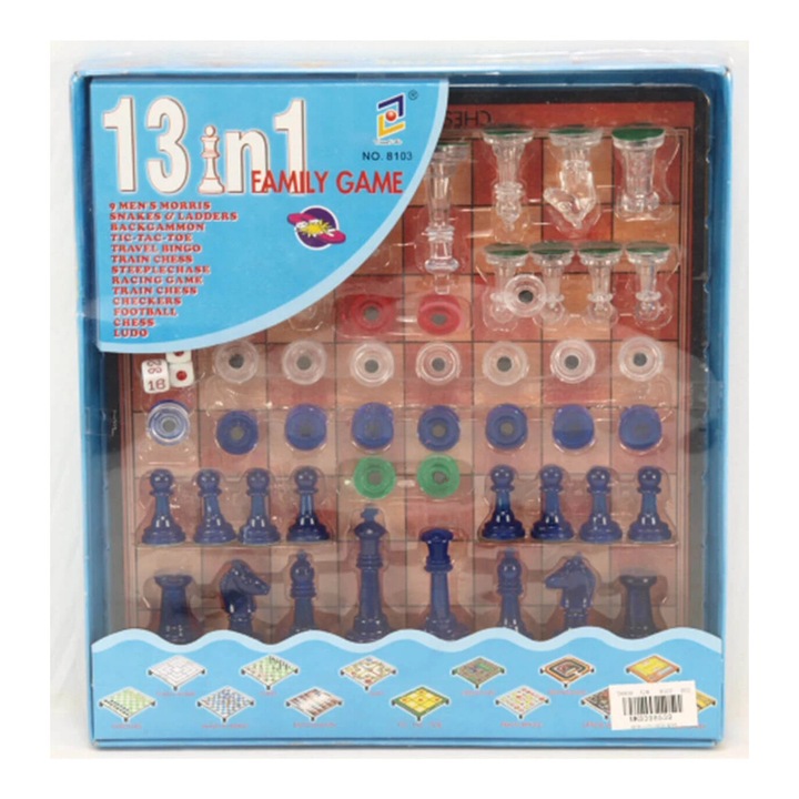 Joc de Masa, 13 in 1, Magnetic, Piese sah, Dame, Zaruri, 24 x 3 x 26 cm, 6+