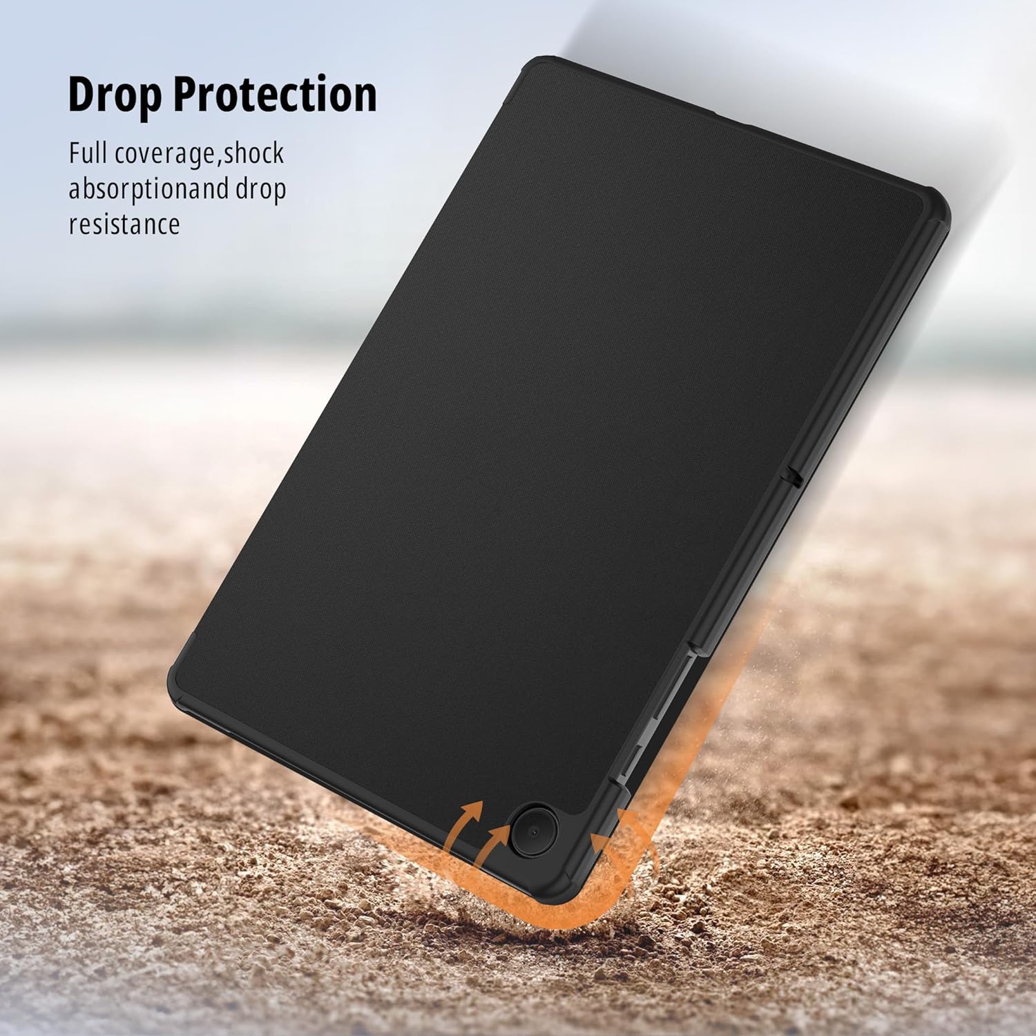 Husa pentru tableta + protector de ecran pentru Samsung Galaxy Tab A9+ Plus 11 inch 2023, cu suport, functie de trezire/dormire, negru