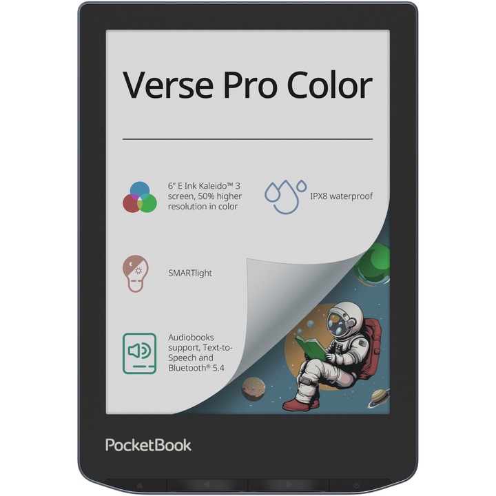 Електронен четец PocketBook Verse Pro Color, 6" E-Ink Carta, 16GB, 300ppi, TTS, IPX8, Stormy Sea