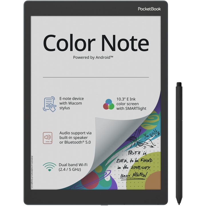 Електронен четец PocketBook Color Note, 10.3" E Ink Kaleido 3, 32GB, 227ppi, WACOM Stylus Pen, Stormy Sea