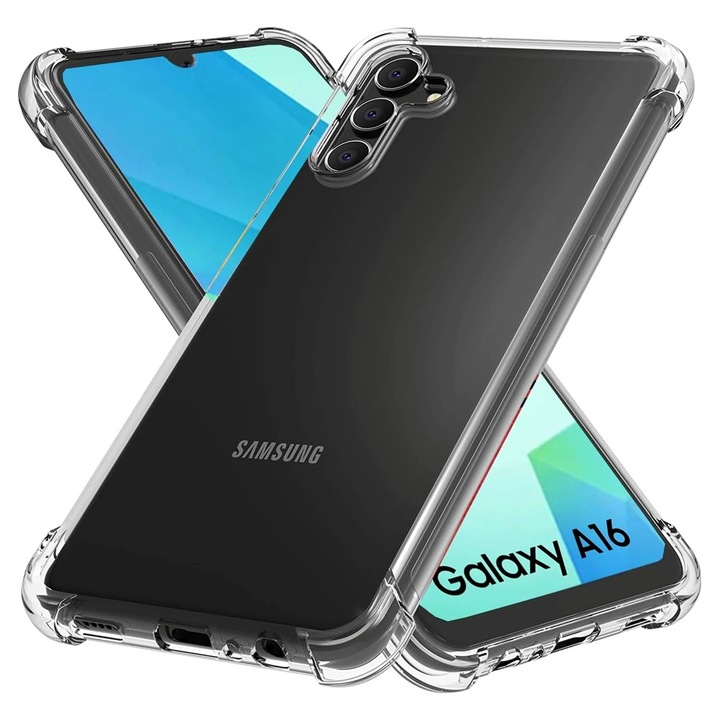 Калъф AntiShock от най-висок клас, съвместим със Samsung Galaxy A16, OPTIM SOLUTION, Гъвкав силикон, TPU броня, Double Injected Optim Protection, Уникална дълготрайна технология против пожълтяване, Ultra Rich & Premium Finish, Transparent
