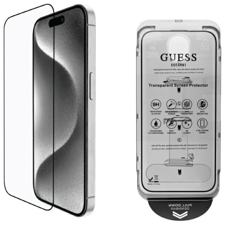 Folie iPhone 16 Pro készülékhez – Guess Classic 2.5D Outline (GUTGP16LBOKGCIT) – fekete
