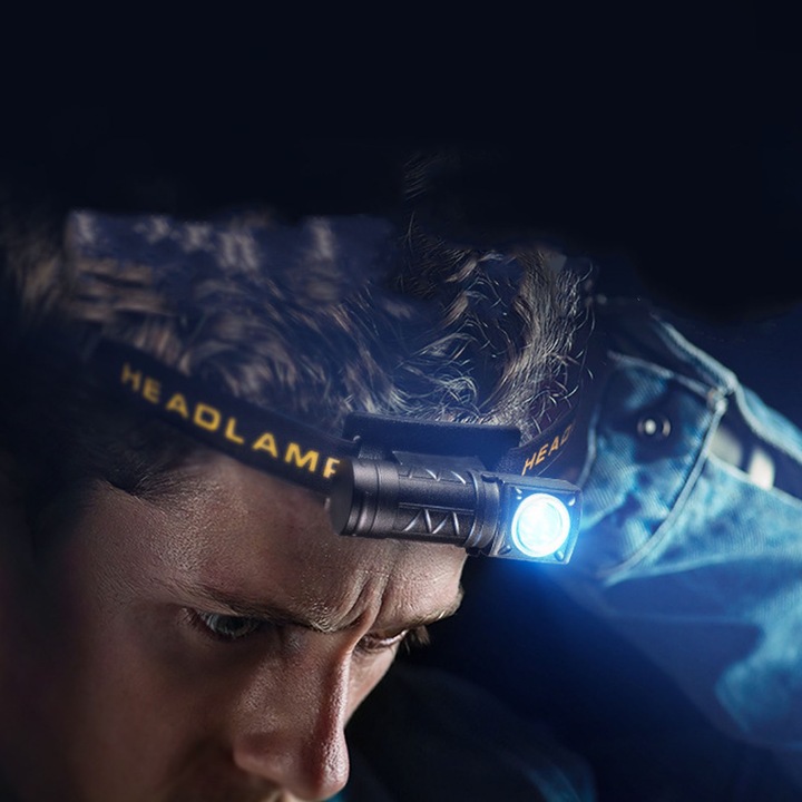 Jormftte fejlámpa, 550lm, vízálló, 20-50m, rugalmas pánttal, akkumulátoros tápellátás