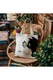 Sacosa bumbac pentru cumparaturi cu manere lungi, model Pisica Draguta si Fluture, 33×40 cm