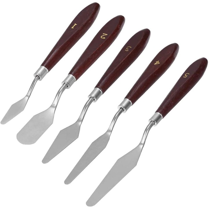 5 db-os eltávolítószerszám készlet 3D nyomtatókhoz, rozsdamentes acél spatula fa nyéllel