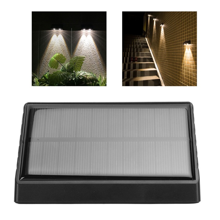 Jormftte napelemes fali lámpa, LED, vízálló IP54, 1200mAh, 6x11,4x5,4cm