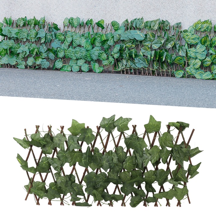 Műnövények, Jormftte, bővíthető műkerítés, 200x28cm, vízálló, borostyán levelek