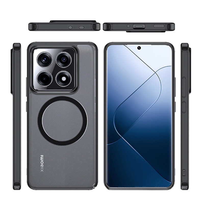 Husa compatibila cu Xiaomi 14T Pro, carcasa transparenta rezistenta la socuri cu suport inel magnetic. Husa pentru Xiaomi 14T Pro din silicon moale/TPU - Negru