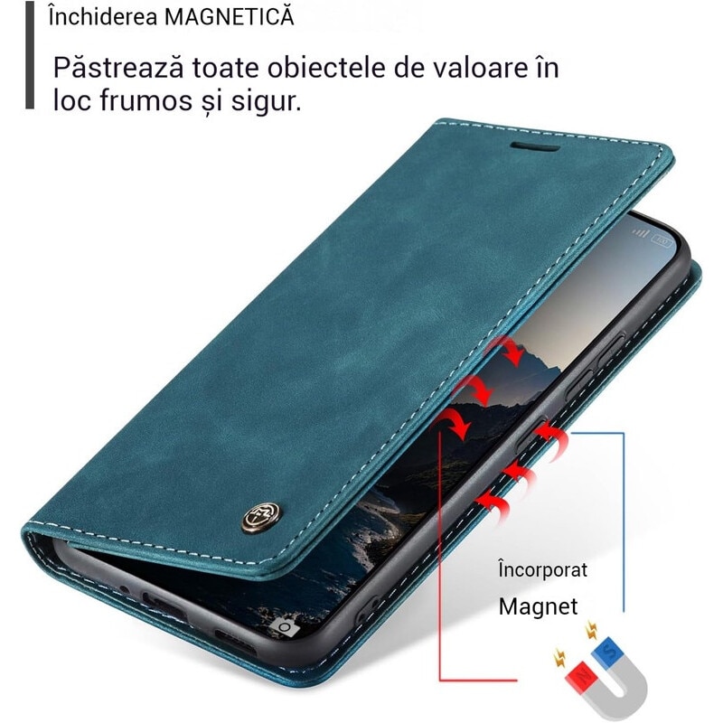 Husa compatibila cu Xiaomi 14T, carcasa transparenta rezistenta la socuri cu suport inel magnetic. Husa pentru Xiaomi 14T din silicon moale/TPU-Albastru